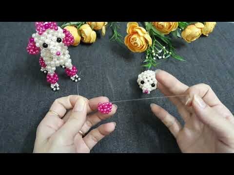 Beaded poodle dog 2/4#chien caniche perlé# krale poedelhond# Kết cườm chú chó Poodle làm móc khoas