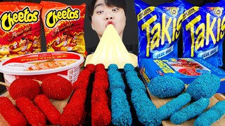 ASMR MUKBANG 직접 만든 타키스 대왕 가래떡 떡볶이 불닭볶음면 치즈스틱 핫도그 먹방 & 레시피 FIRE NOODLES AND Tteokbokki EATING SOUND!