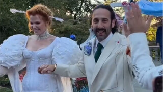 What a unique wedding! You'd think it was a costume party if no one told you otherwise. This couple 