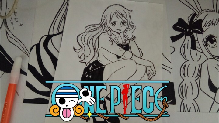 Nami - One Piece || Black and White Art (SPEED DRAWING)