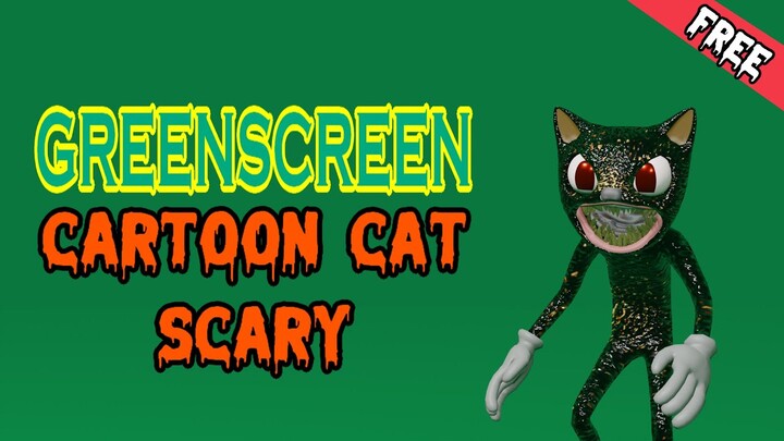Cartoon cat jumpscare scream horor zombie Greenscreen