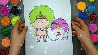 Shin-Chan Và Bạch Tuyết 🎨 Vẽ Và Tô Màu Tranh Cát Nhân vật Phim Hoạt Hình  | Heo Xinh