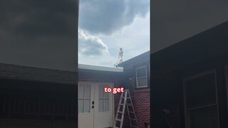 How did a skeleton end up on our ROOF? It's not even Halloween yet!