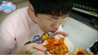 Miến kim chi, cơm nắm, gà phần 1 #mukbang