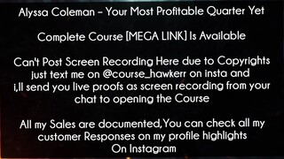 Alyssa Coleman Course Your Most Profitable Quarter Yet download