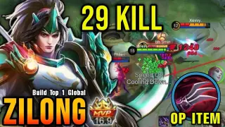 29 Kills!! OP Zilong with The New HAAS CLAW (INSANE LIFESTEAL) - Build Top 1 Global Zilong ~ MLBB