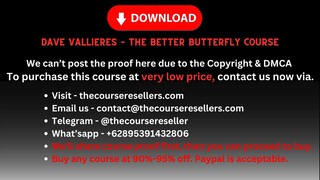 Dave Vallieres – The Better Butterfly Course