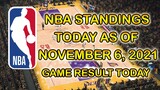 NBA STANDINGS AS OF NOVEMBER 6, 2021/NBA GAMES RESULTS TODAY | NBA REGULAR SEASON 2021-22
