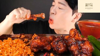 Mukbang ớt xanh với đùi gà và mì p3 #anngon