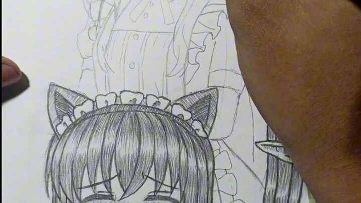 draw Waifu-waifu jadi maid 🥰🥰🥰🥰