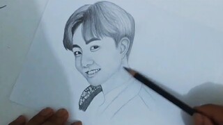Menggambar Jungkook BTS Menggunakan Pensil