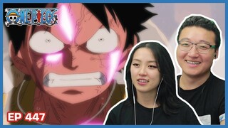 LUFFY GETS HIT BY BLACKBEARD! | One Piece Episode 447 Couples Reaction & Discussion