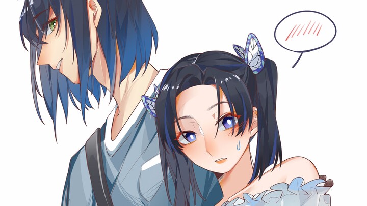 Painting process of Kanzaki Aoi and Hashibira Inosuke