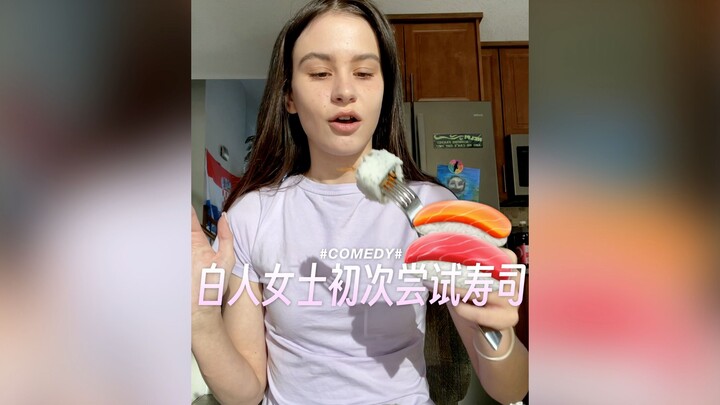 White Lady Tries Sushi for the First Time