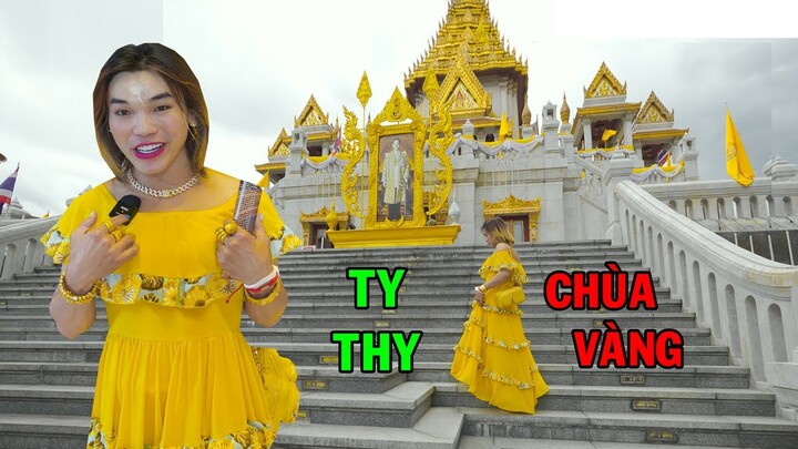 Ty Thy thăm CHÙA VÀNG THÁI LAN, trải nghiệm đi xe TUK TUK khu ẩm thực - Ty Thy Vlog Gỏi đu đủ