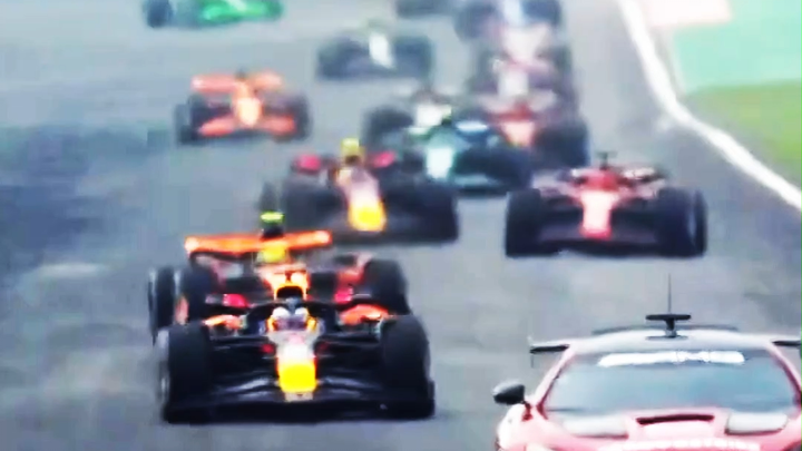 The safety car is the real boss on the track—everyone, just stay behind and warm up your tires like 