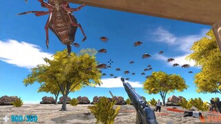 Survive in Swamp with Giant Bugs. FPS Perspective Animal Revolt Battle Simulator