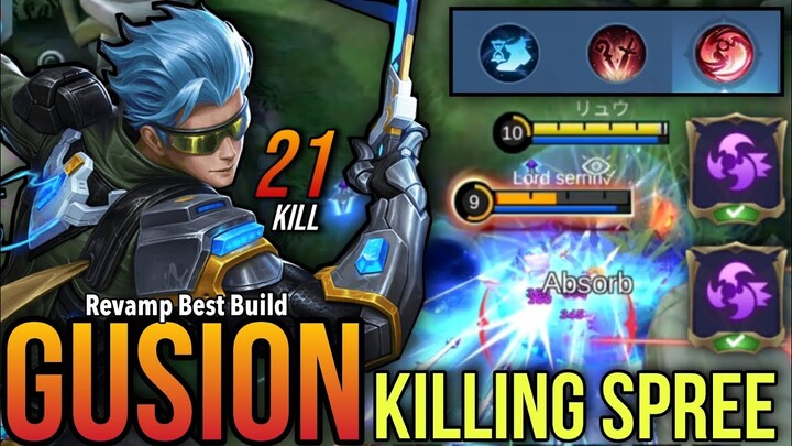 "Next Patch" 21 Kills!! Gusion Can Now Use Killing Spree Effectively!! ~ Gusion Best Build MLBB