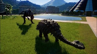 Ankylosaurus & Indominus Rex Breakout & Fight! Jurassic World Evolution (1080p 60FPS)