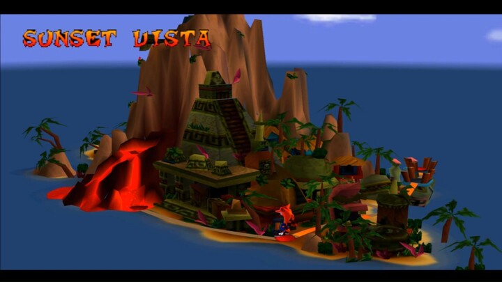 Crash Bandicot 1 - #17 Sunset Vista Walkthrough (No Damage + Gems)  [PS1] [PlayS