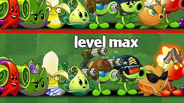 PvZ 2 Comparison of 10 types of plants at level 1 and max level - What are the differences between n
