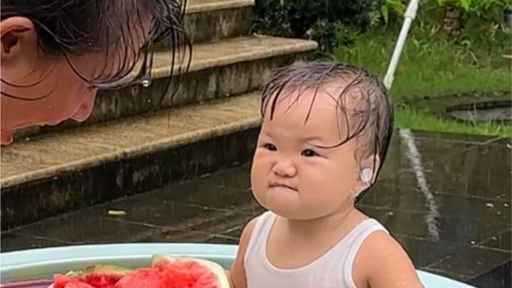 Eating watermelon in the water! Fruit freedom achieved! #ShowcaseTheKidsWhoGetMoreAdorableWithEveryD
