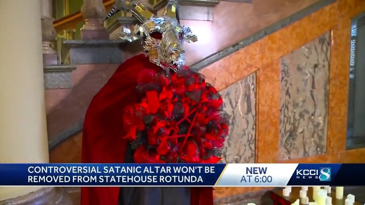 Satanic Temple display inside Iowa State - Capitol building