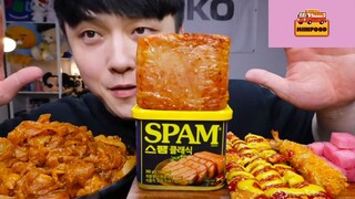 Mukbang thịt spam Hàn Quốc phần 1 #anngon