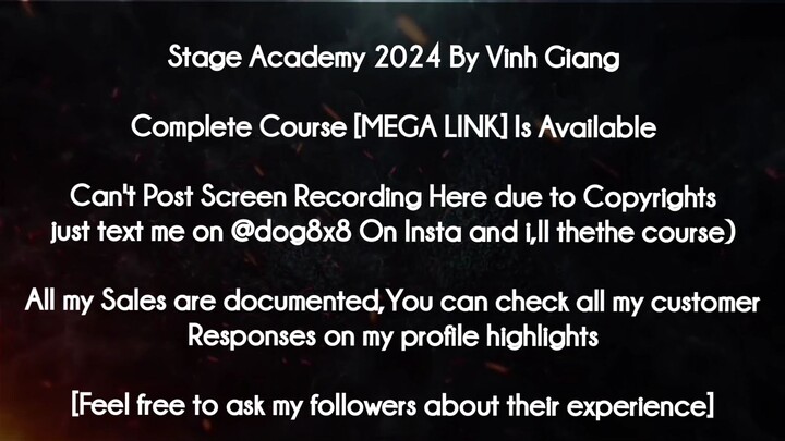 Stage Academy 2024 By Vinh Giang course download