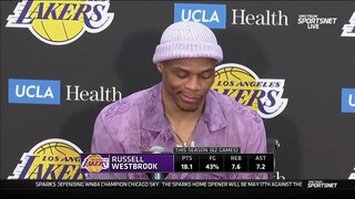 Russell Westbrook reacts to Lakers beating Warriors 124-116; LeBron James: 56 Pts