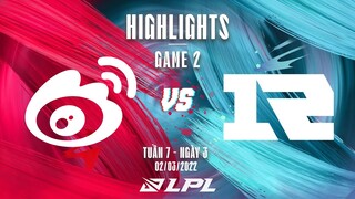 WBG vs RNG | Highlights - Game 2 | Tuần 7 Ngày 3 | LPL Mùa Xuân 2022