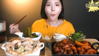Pasta tôm sốt kem, giò heo siêu cay 2 #amthuc