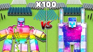 SPECTRITE GOLEM เทียบกับ GALAXY GOLEM เทียบกับ MOBS ทั้งหมดใน MINECRAFT x100
