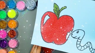 Con Sâu Ăn Quả Táo✍ Vẽ Và Tô Màu Tranh Cát Động Vật 🎨Học Màu Sắc | Heo Xinh