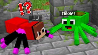 How Baby Mikey & JJ Shapeshift to SPIDERS in Minecraft challenge SPIDER (Maizen Mizen Mazien)
