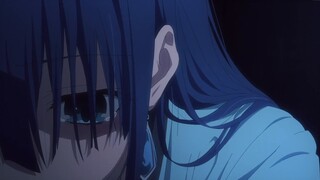 The blue-haired ex-girlfriend was found out by the current girlfriend who was wearing sex underwear?