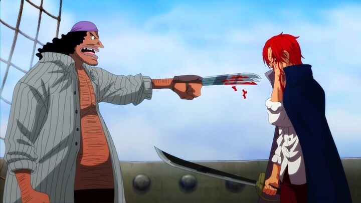 Reaction of Shanks after Blackbeard Cut His Face in One Piece