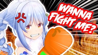 Pekora Gives Funny Fist Slaps and Response to a Chat that Wants Fight Her 【Hololive English Sub】