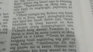 Pang Araw Araw na Talata.                                   Genesis 27:42-45