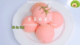Bánh mì mochi dâu tây + Bánh bông lan cuộn kem dâu