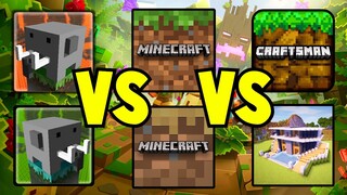 Craftsman OLD VS Craftsman UPDATE VS Minecraft Pe 1.18 VS  Crafting And Building 2022 VS MC Trial