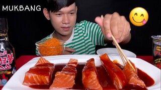 MUKBANG EATING SPICY SALMON & KOREAN SPICY SAUCE | MukBang Eating Show