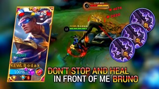 DON'T STOP AND HEAL IN FRONT OF BRUNO | TOP GLOBAL BRUNO BEST BUILD AND EMBLEM MLBB - Master Bodak