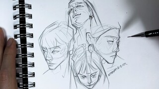 【手绘】不要停止每日的练习哦！不同角度的人脸素描手绘