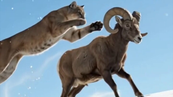 Mountain Lion Leaps Across Snowy Cliff To Hunt 🐆❄️