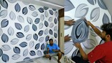 3D Effect Wall painting leaf design New 2022 | 客厅卧室墙画设计思路