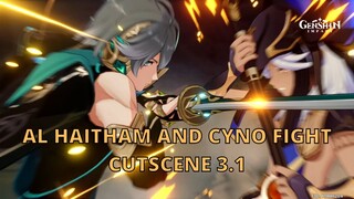 CYNO AND AL HAITHAM FIGHT CUTSCENE! JP VOICE - Genshin Impact