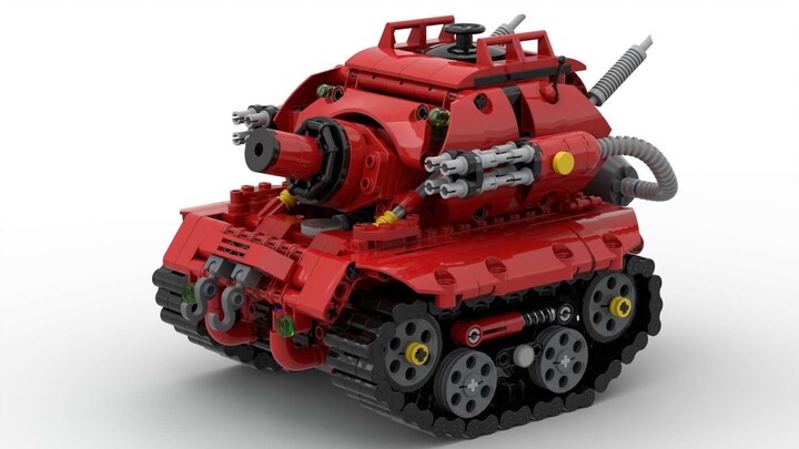 เครื่องจักรกลหนัก Chariot Trilogy-รถถังเล็กสีแดง-9527 Lego MOC