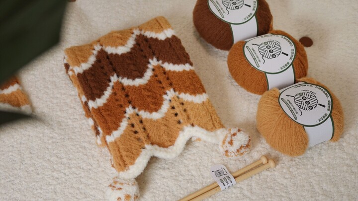 Tự sáng tạo: Hướng dẫn đan khăn quàng cổ trẻ em họa tiết sóng nước chuyển màu | Đã đan cho con một c