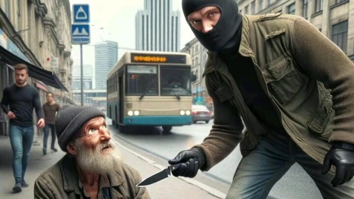 Old beggar: Listen to me, thank you.